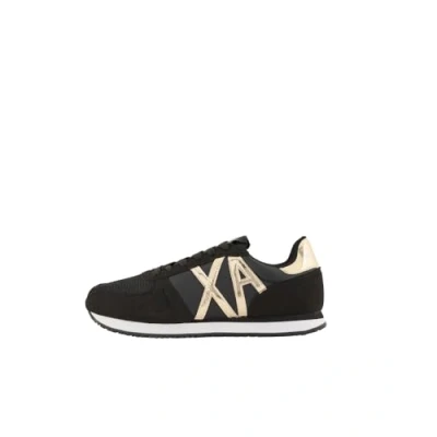 Image of Armani Exchange Trainers, Women&#039;s, Size: 3, Black/light gold Imitation leather/ textile