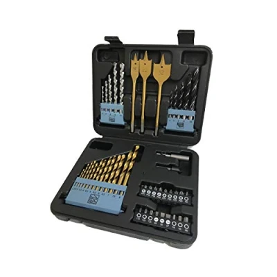 Image of LUMBER JACK 46 Piece Drill Bit Set,includes HSS titanium twist Bits, Masonry Wood Screwdriver Bits &amp; More in storage case,for Metal, Woods, Plastics, Brick