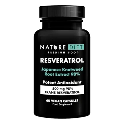 Image of Nature Diet Resveratrol 500mg Trans (98%) Japanese Knotweed Extract 60 Vegan Capsules Antioxidant Support Supports Healthy Aging &amp; Cellular Well Being