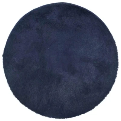 Image of vidaXL shaggy rug modern navy plush polyester carpet 200x200 cm round high pile floor mat living room/bedroom decor