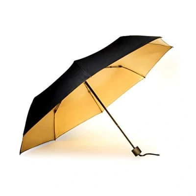 Image of Suck UK Black And Gold Windproof Umbrella Travel Lightweight Compact Folding Manual Telescope Strong Handbag Essentials