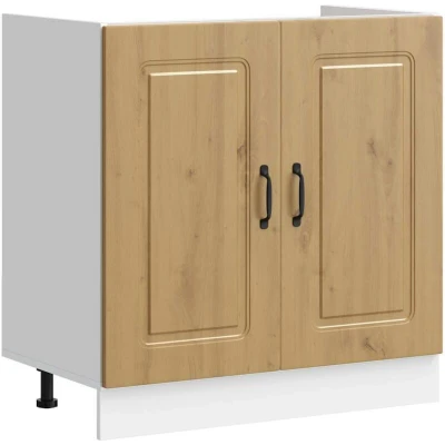 Image of vidaXL Sink Base Cabinet 80x46x81.5 cm Engineered Wood in Artisan Oak with Ample Storage and Adjustable Feet