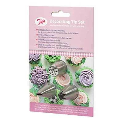 Image of Tala Icing Set with Star, Leaf and Grass, White Bag Steel Nozzles