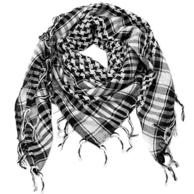 Image of TRIXES Black and White Shemagh Scarf, Desert Style, Kufiya, keffiyeh, ghutrah, Hattah, 100% Cotton, Suitable for Paintballing, Role Playing, Dune Bashing