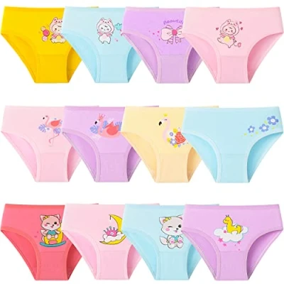 Image of Adorel Girls Underwear Toddler Knickers Pants Cotton Pack of 12 Cute Animals 6 8 Years (Manufacturer Size L)