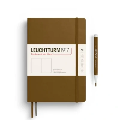 Image of LEUCHTTURM1917 372196 Notebook Medium (A5), Hardcover, 251 Numbered Pages, Spice Brown, Plain