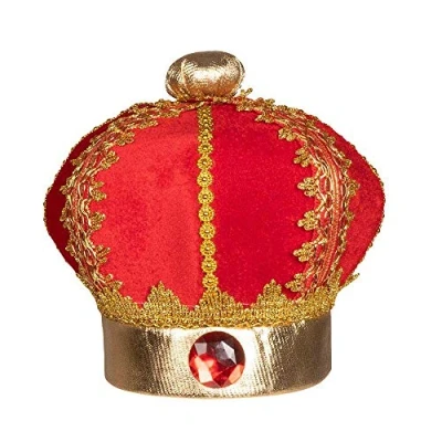 Image of Boland Children&#039;s Crown For King and Queen, Royal Fancy Dress Accessory, Kids, Coronation, World Book Day, Nativity, Red Gold, Elasticated, One Size (One Size)