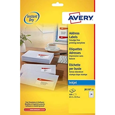 Image of Avery J8 Quick Dry Labels 63.5 x 33.9 White