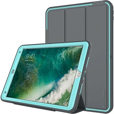 Image of TECHGEAR D FENCE Case fits Apple iPad Air 3 2019, Pro 10.5&quot;, Shockproof Tough Rugged Protective Armour Smart with Detachable Screen Cover/Stand Kids Schools Builders Workman Case, Aqua