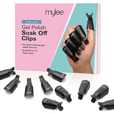 Image of Mylee 10 PCs Soak Off Nail Clips Set, Acrylic Art Remover, Plastic, Reusable Gel Polish Remover Clips, For Home and Professional Salon Use on all Finger, Types to Give a Pristine Finish