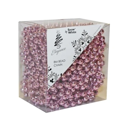 Image of Christmas Luxury 8 Metre Bead Chain Garland Decoration Xmas Tree Hanging Ornaments (Pink)