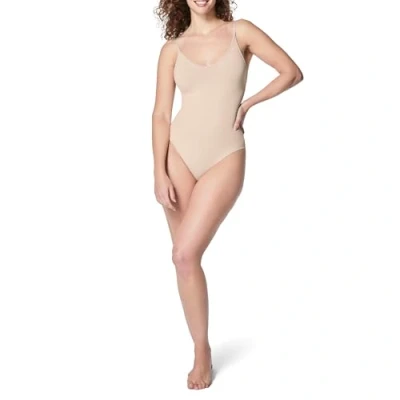 Image of SPANX Women&#039;s Seamless Power High Waisted Thong Shapewear Bodysuit, Soft Nude, M