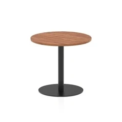 Image of Italia 800mm Poseur Round Table Walnut Top 720mm High Black Leg
