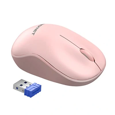 Image of TECKNET Wireless Mouse for Laptop, 2.4GHz USB Mini Computer Mice, 1200 DPI Optical Small Portable Cordless Compatible with PC, Mac and Linux, 18 Months Battery Life Pink