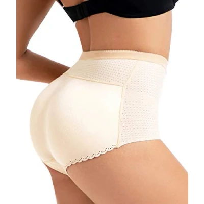 Image of NINGMI Women Butt Lifter Padded Pants Hip Enhancer Lift Pads Underwear Shorts Shapewear Tummy Control Knickers Body Shaper Beige