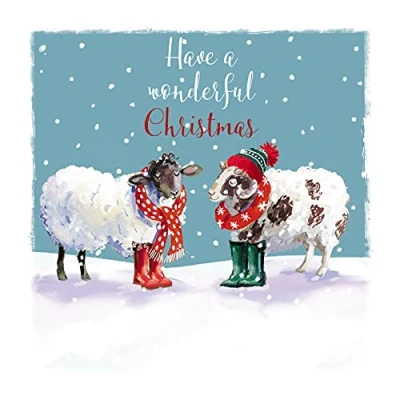Image of Ling Design Pack of 6 Charity Christmas Cards &#039;Sheep in Wellies&#039; 1 Lovely Design, Multi, 146 x 14mm