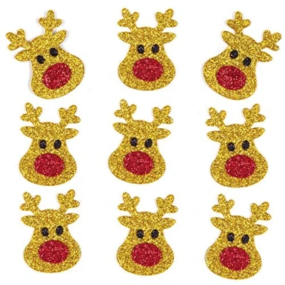 Image of Baker Ross AT177 Reindeer Christmas Glitter Stickers (Pack of 100), Assorted