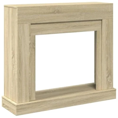 Image of vidaXL Fireplace Surround Sonoma Oak Engineered Wood For Electric LED Flame 100 x 30 87.5 cm