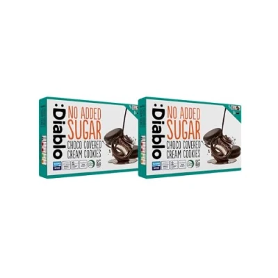 Image of Diablo No Added Sugar Choco Covered Cream Cookies 136g (Pack Of 2)