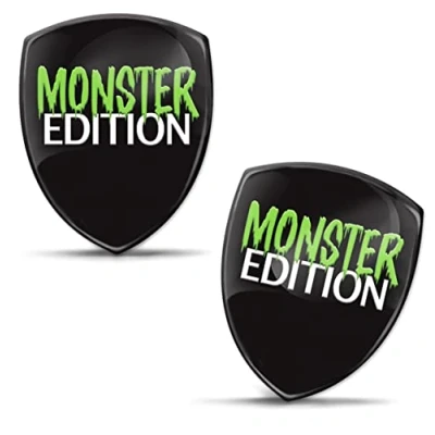 Image of Biomar Labs 2 x 3D Gel Silicone Sticker Monster Edition Green Badge Stickers Car Motorcycle Bicycle Window Door Laptop KS 139