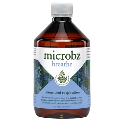Image of MICROBZ Breathe Liquid PROBIOTIC Bio Culture Complex Probiotics for Gut Health, Respiratory Support Supplement, Multi Strain Live Friendly Bacteria Women, Men &amp; Kids Vegan 1 Month Supply