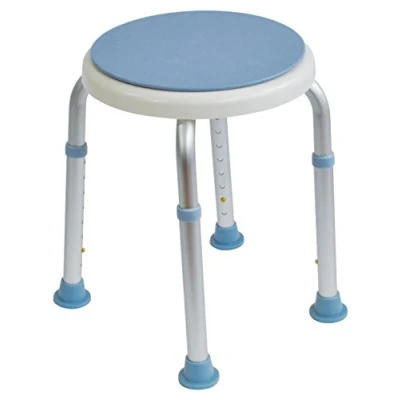 Image of Aidapt Bath Stool with Rotating Seat Non Slip Ferrules,8 Numbered Height Settings,Shower Chair,Elderly,Disabled,Pregnancy,Post Surgery,Rust Free Aluminium, Lightweight, Easy Assembly, White/Blue