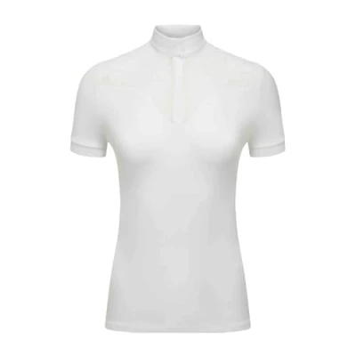 Image of LeMieux Emily Short Sleeve Show Shirt Womens Lightweight and Breathable Standing Collar White UK10