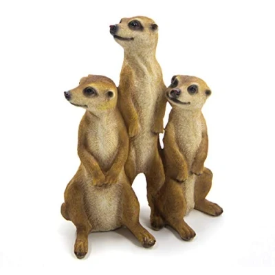Image of Bambelaa! Set of 3 meerkat family figures, garden decoration, large figure for outside use (approx. 15.5 x 7.5 20.5 cm)