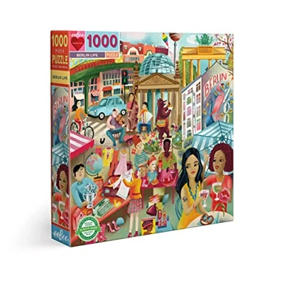 Image of eeBoo PZTBRL Life 1000 Piece Jigsaw Puzzle Made from Recycled Cardboard for Adults, Travel The City of Berlin, Multicolored