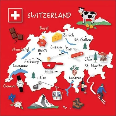 Image of Ambiente 20 Pack 3 Ply Disposable Napkins, 33 x cm, Paper, Switzerland Motif, Decoupage Craft