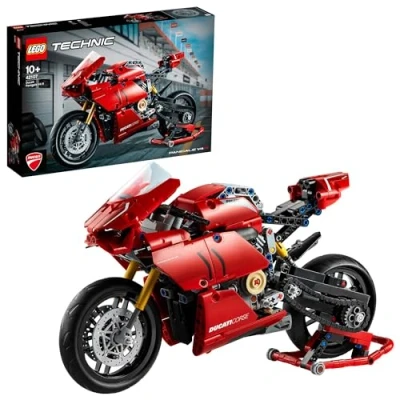 Image of LEGO Technic Ducati Panigale V4 R 42107 Motorcycle Toy Building Kit, Build A Model Motorcycle, Featuring Gearbox and Suspension, New 2020 (646 Pieces),