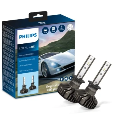 Image of Philips Ultinon Pro9100 LED car headlight bulb (H1), +350%, 5.800K, set of 2