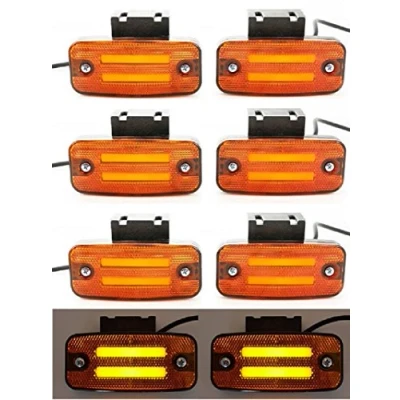 Image of 24/7 AUTO 8 x 24V LED orange neon side outline marker lights with brackets trailer chassis truck caravan bus