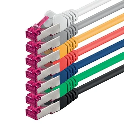 Image of 1aTTack.de 1m CAT6a Network cable 7 colors pieces CAT 6a S FTP double shielded PIMF 500MHz