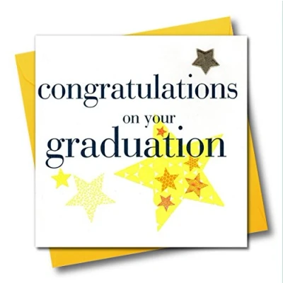 Image of Claire Giles Hearts and Stars Congratulations on Your Graduation Card Yellow