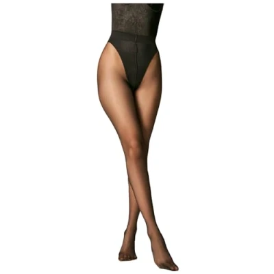 Image of JUST BEAUTY TOUCH T Band Summer Tights Sheer to Waist 15 Denier Sizes S XL (Black/Small)