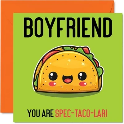 Image of Birthday Cards for Boyfriend Spec Taco lar Funny Happy Card from Girlfriend, Partner Gifts, 145mm x Joke Greeting Men Him