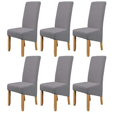 Image of Hengweiuk Chair Covers, Stretch Dining Covers Removable High Back Protective Washable Cover Slipcover for Room Kitchen Wedding Banquet Party Decoration (Silver Gray, 6 PCS/Packet)