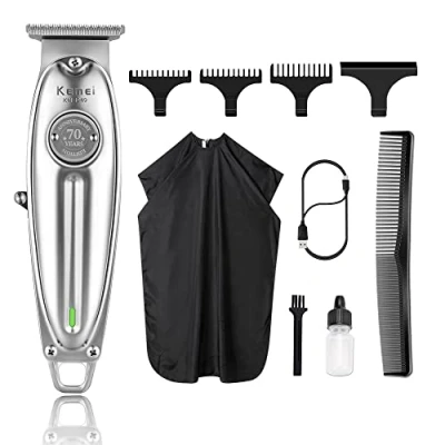 Image of Kemei Professional Hair Clippers Beard Trimmer for Men T Blade Outliner Barber Grade Electric All in One Grooming Solution Cordless Father Day Gifts