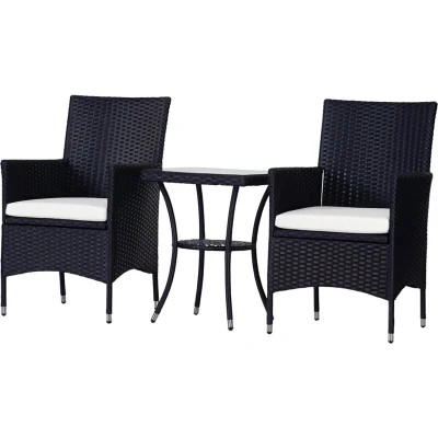 Image of Outsunny Rattan Furniture Bistro Set Garden Table Chair Patio Outdoor Conservatory Wicker841 094
