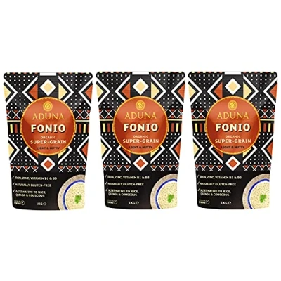 Image of Aduna Organic Fonio Super Grain Gluten Free African Ancient Grains 3 Pack (3 x 1kg)
