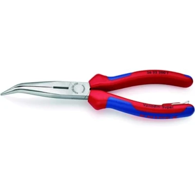 Image of Knipex Snipe Nose Side Cutting Pliers (Stork Beak Pliers) black atramentized, with multi component grips, integrated tether attachment point for a tool 200 mm 26 22 T