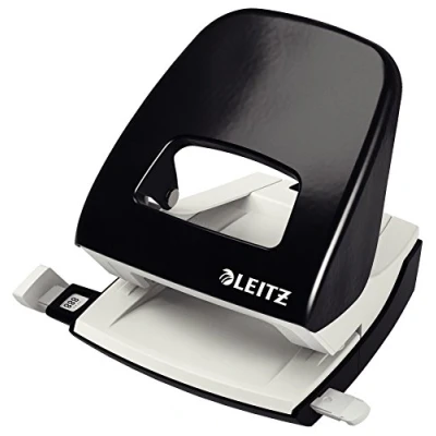 Image of Leitz Hole Punch, 30 Sheets, Guide Bar with Format Markings, Metal, NeXXt Range, 50080095 Black