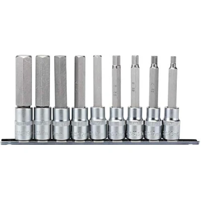 Image of Draper Long Metric Hex. Socket Bit Set, 1/2&quot; Sq. Dr., 100mm (9 Piece)