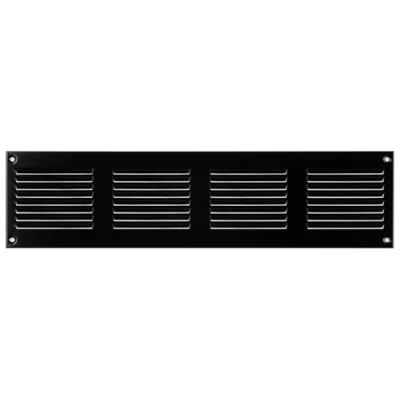 Image of Steinberg14 Black 400x100mm Metal Air Vent Grille Cover with Insect Mesh 16x4 inch Ventilation