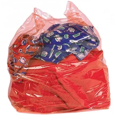 Image of 200 Red Laundry Bags with Soluble Dissolving Strip Disposable Water for Dirty Clothes Plastic Wash Sack Opens in Washing Machine