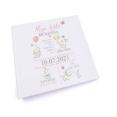 Image of Personalised Baby Girl Elephants Design Photo Album