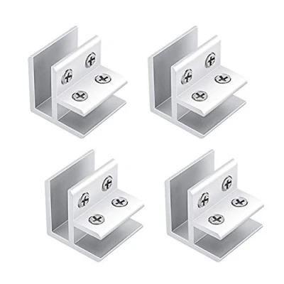 Image of INCREWAY 4pcs Adjustable Glass Clamp Holders, Silver 90 Degrees Space Aluminum Corner Angle Connect Brackets, Suits 10 12mm Thickness