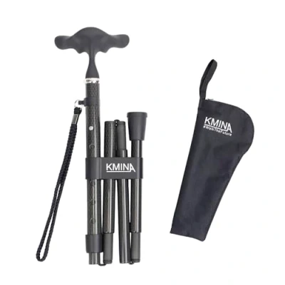 Image of KMINA PRO folding walking Stick with Ergonomic Handle, Lightweight Carbon Fibre Sticks for Women and Men, stick, Foldable Disabled, Compact Portable