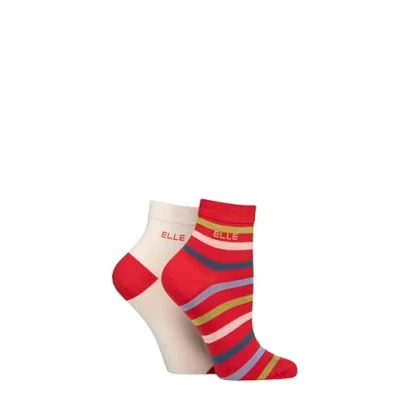 Image of Women&#039;s 2 Pair Elle Bamboo Anklet Socks Coastal Joy Stripe 4 8